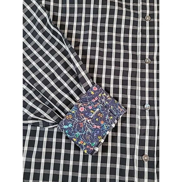 Bugatchi Classic Fit Shirt Mens  BLACK/WHITE  Dress‎ Button Up Long Sleeve - Picture 5 of 11